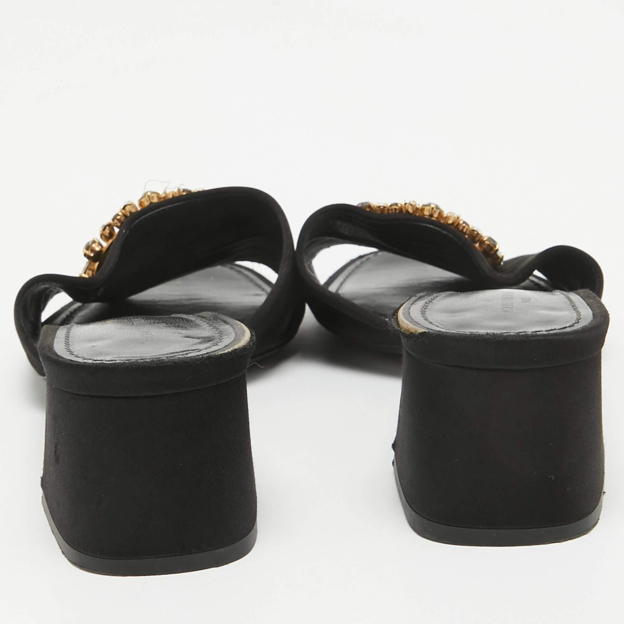 Louis Vuitton Black Satin Madeleine Slide Sandals Size 39 2