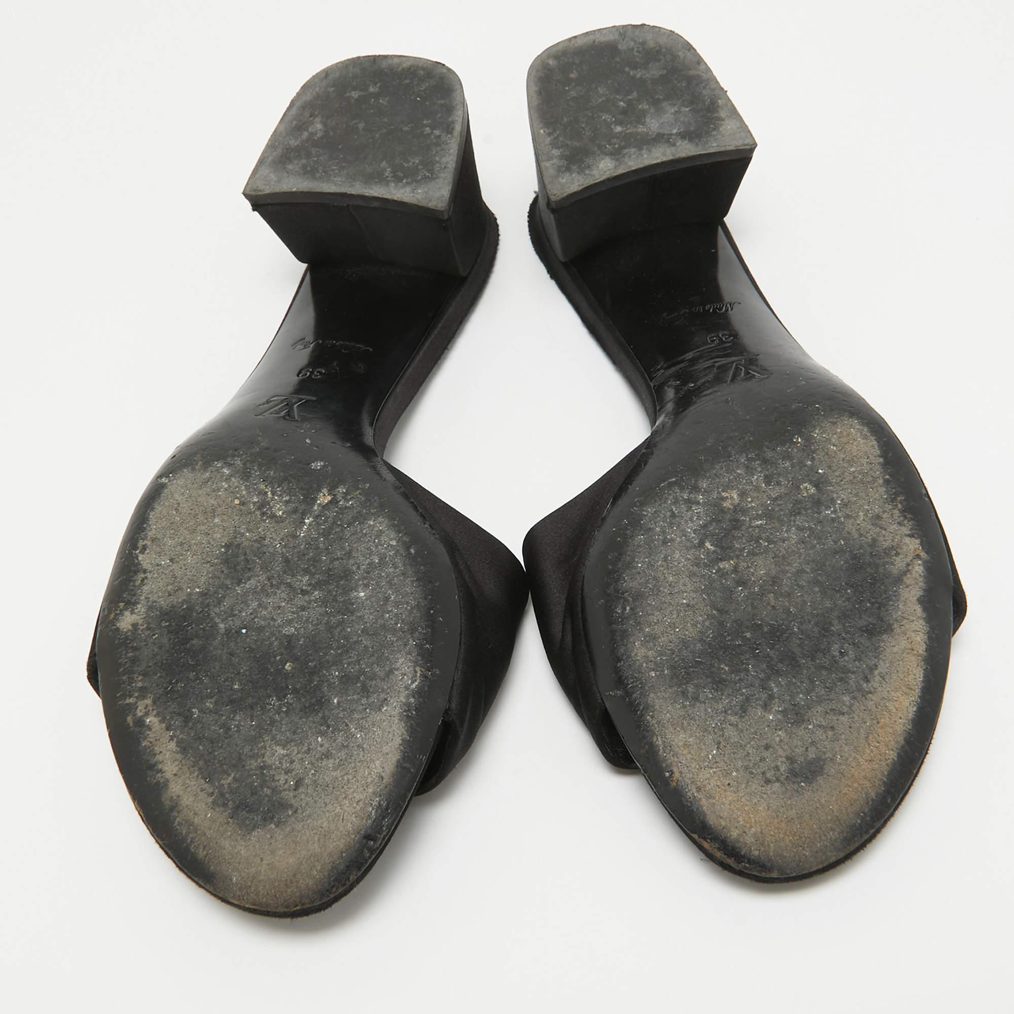 Louis Vuitton Black Satin Madeleine Slide Sandals Size 39 3