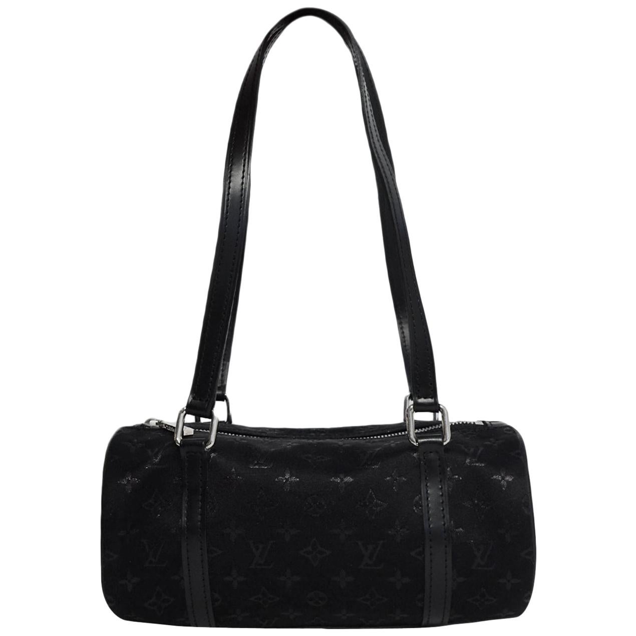Louis Vuitton Black Satin Mini Monogram Papillon Barrel Bag For