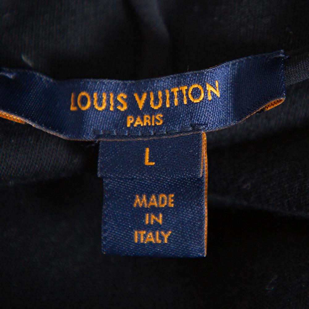 Women's Louis Vuitton Black Sequin Embellished Applique Detail Knit Hoodie L