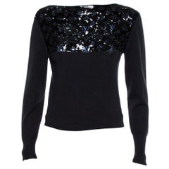 Louis Vuitton Black Sequin Embellished Cashmere Sweater S