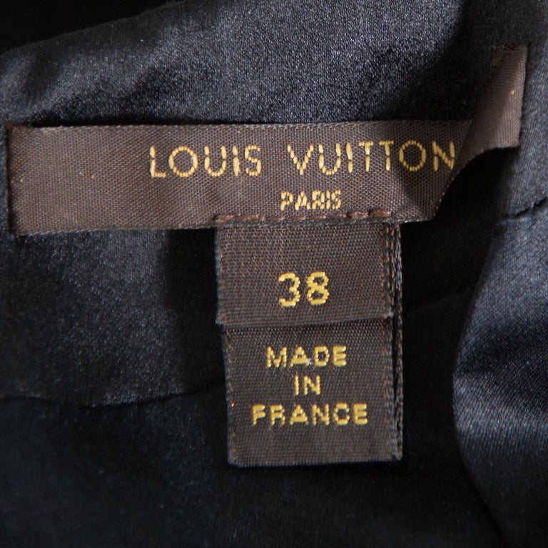 Louis Vuitton Black Short Sleeve Patch & Gold Zipper Detail Dress F 40/US 8