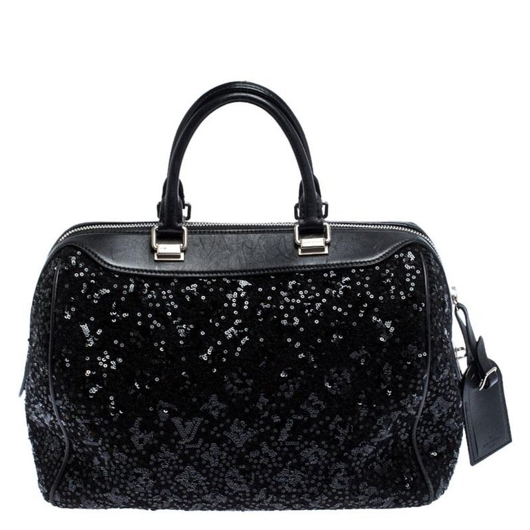 Pre-owned Louis Vuitton Black Sequin Monogram Sunshine Express Speedy 30  Bag