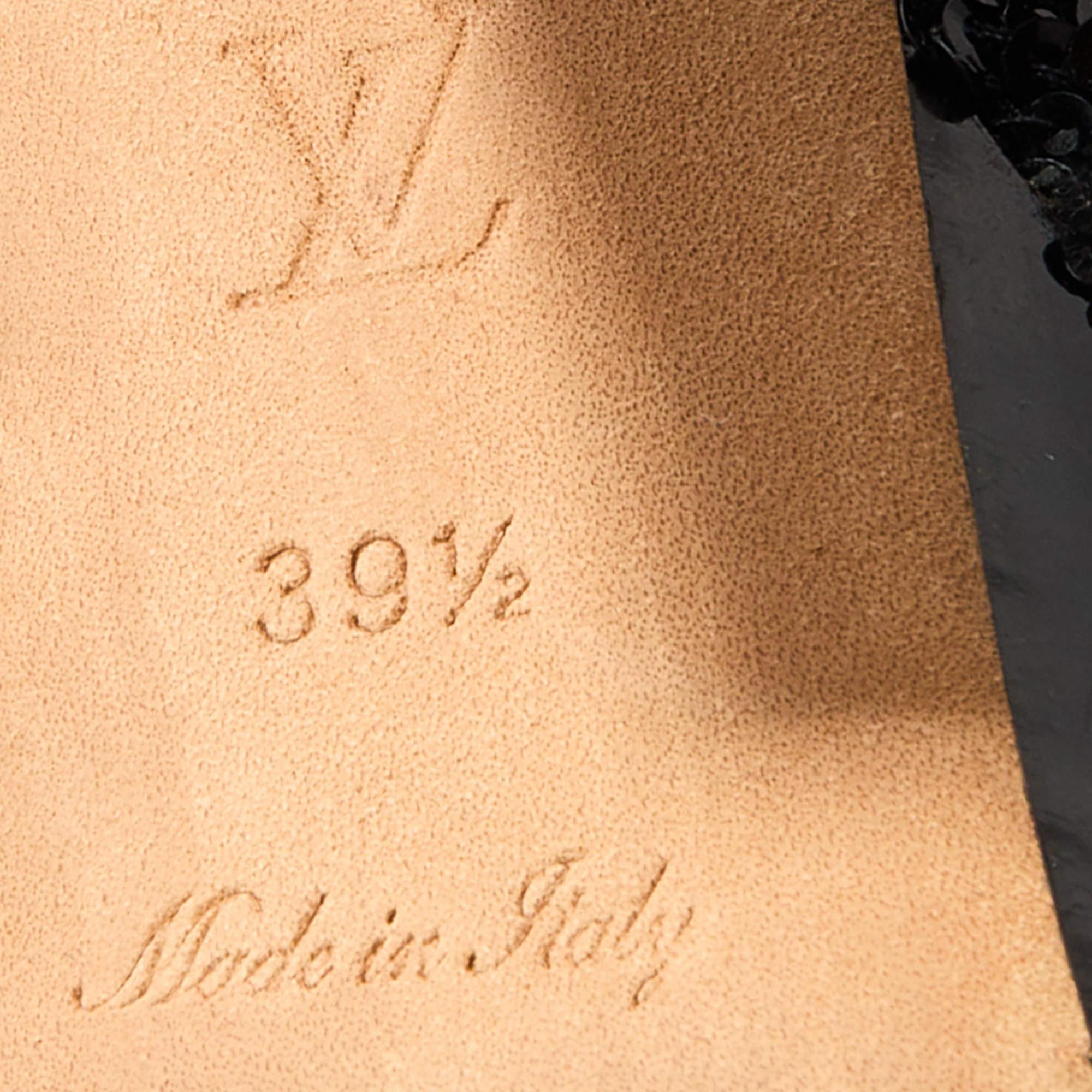 Louis Vuitton Black Sequins and Leather Mid Calf Platform Boots Size 39.5 For Sale 2
