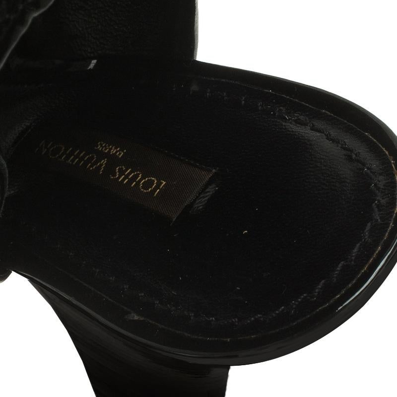 Louis Vuitton Black Sequins and Leather Peep Toe Platform Ankle Boots Size 37 6