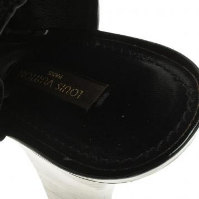 Louis Vuitton - Bottines à bout ouvert en cuir et sequins noirs, taille 37 en vente 4