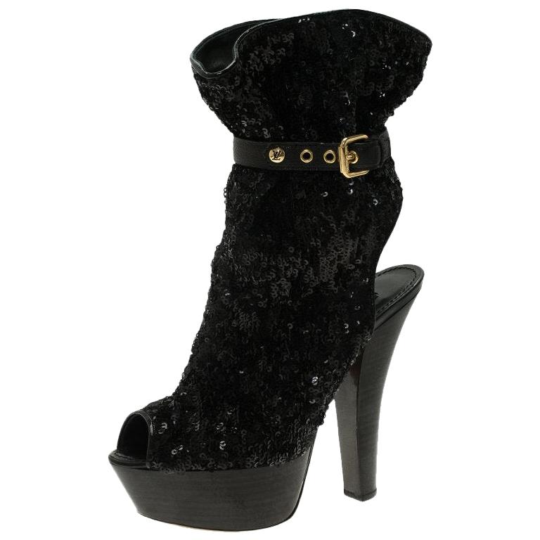 black sequin booties