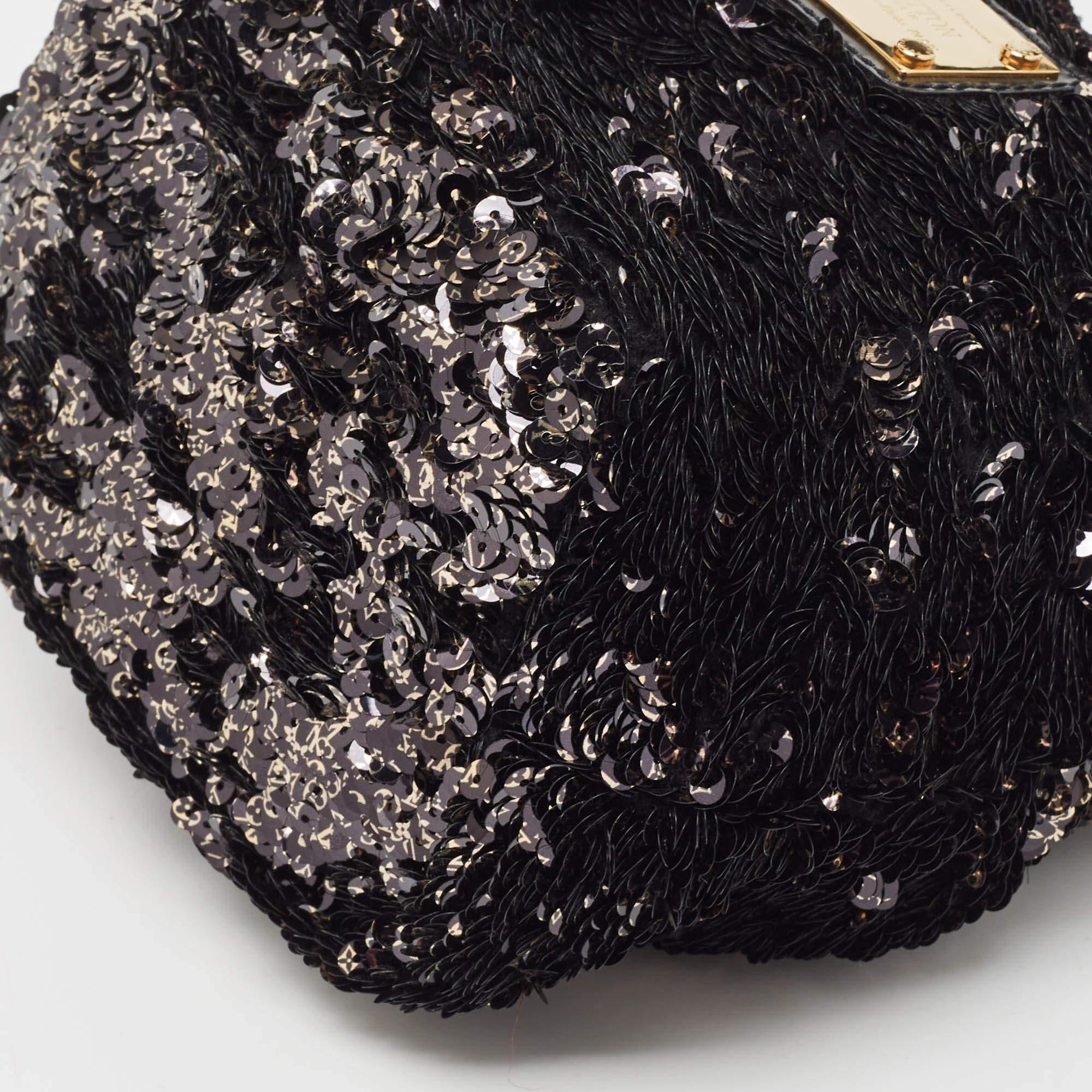 Louis Vuitton Black Sequins Mini Limited Edition Noe Rococo Bag For Sale 6