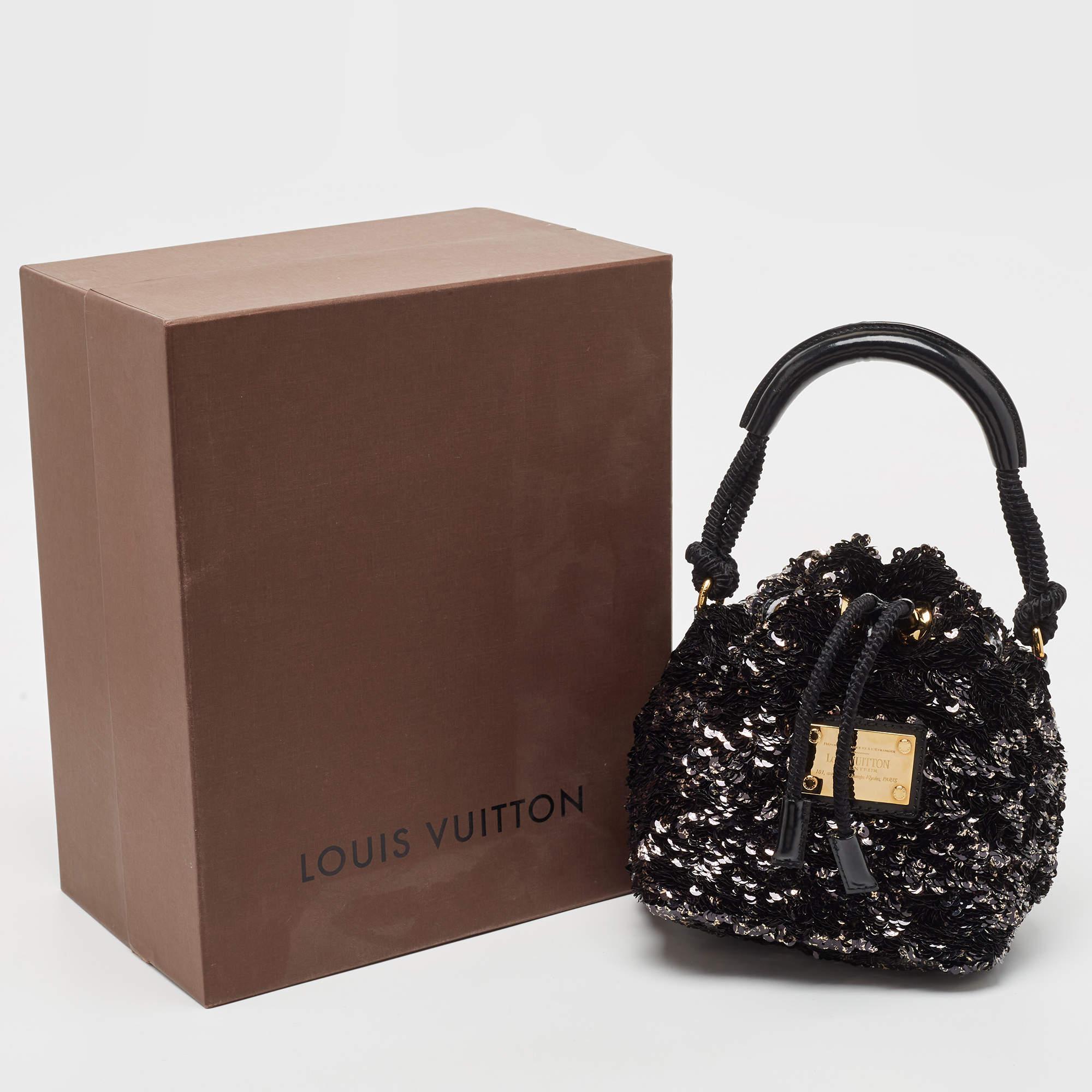 Louis Vuitton Schwarze Mini Limited Edition Noe Rokoko-Tasche mit Pailletten Mini im Angebot 10