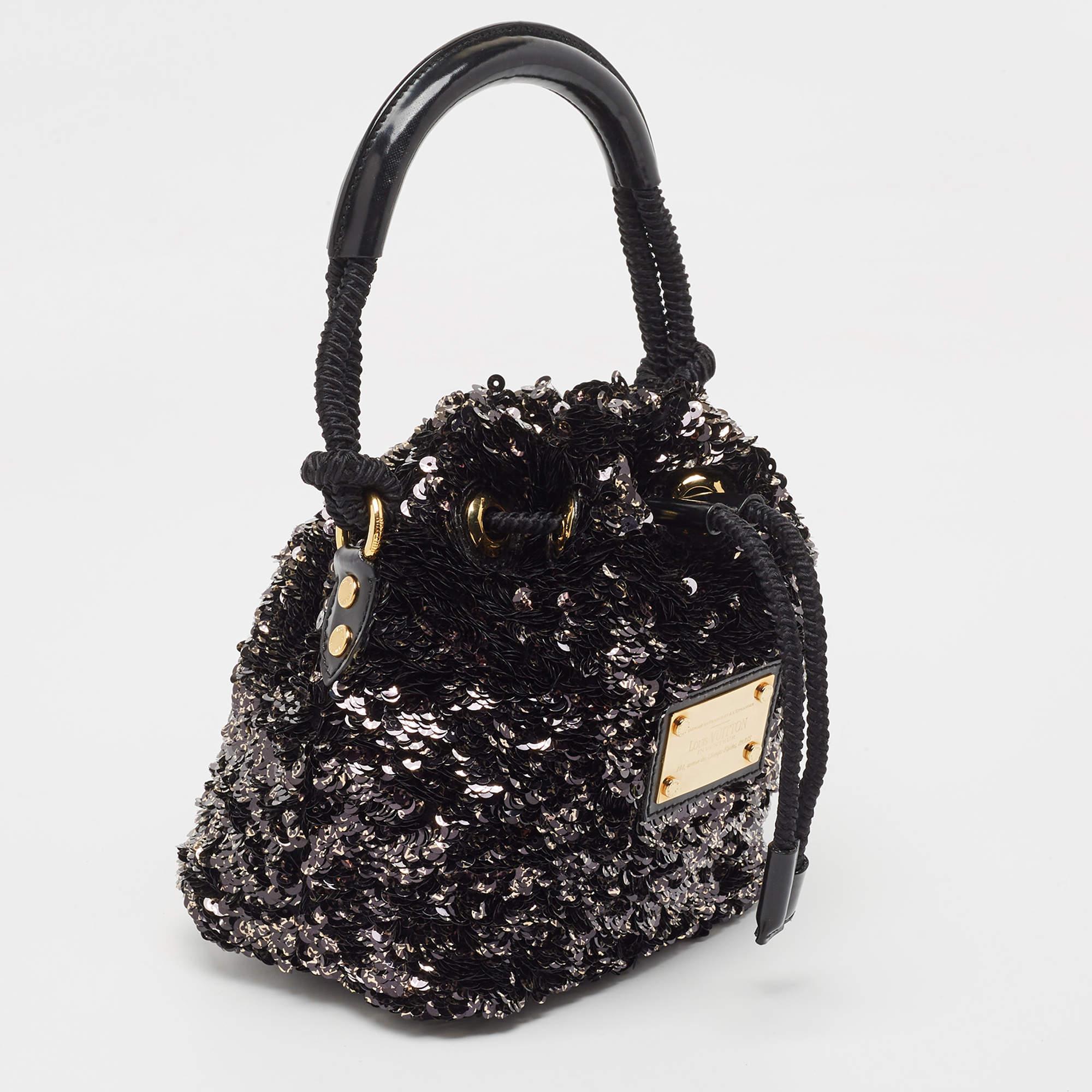 Women's Louis Vuitton Black Sequins Mini Limited Edition Noe Rococo Bag For Sale