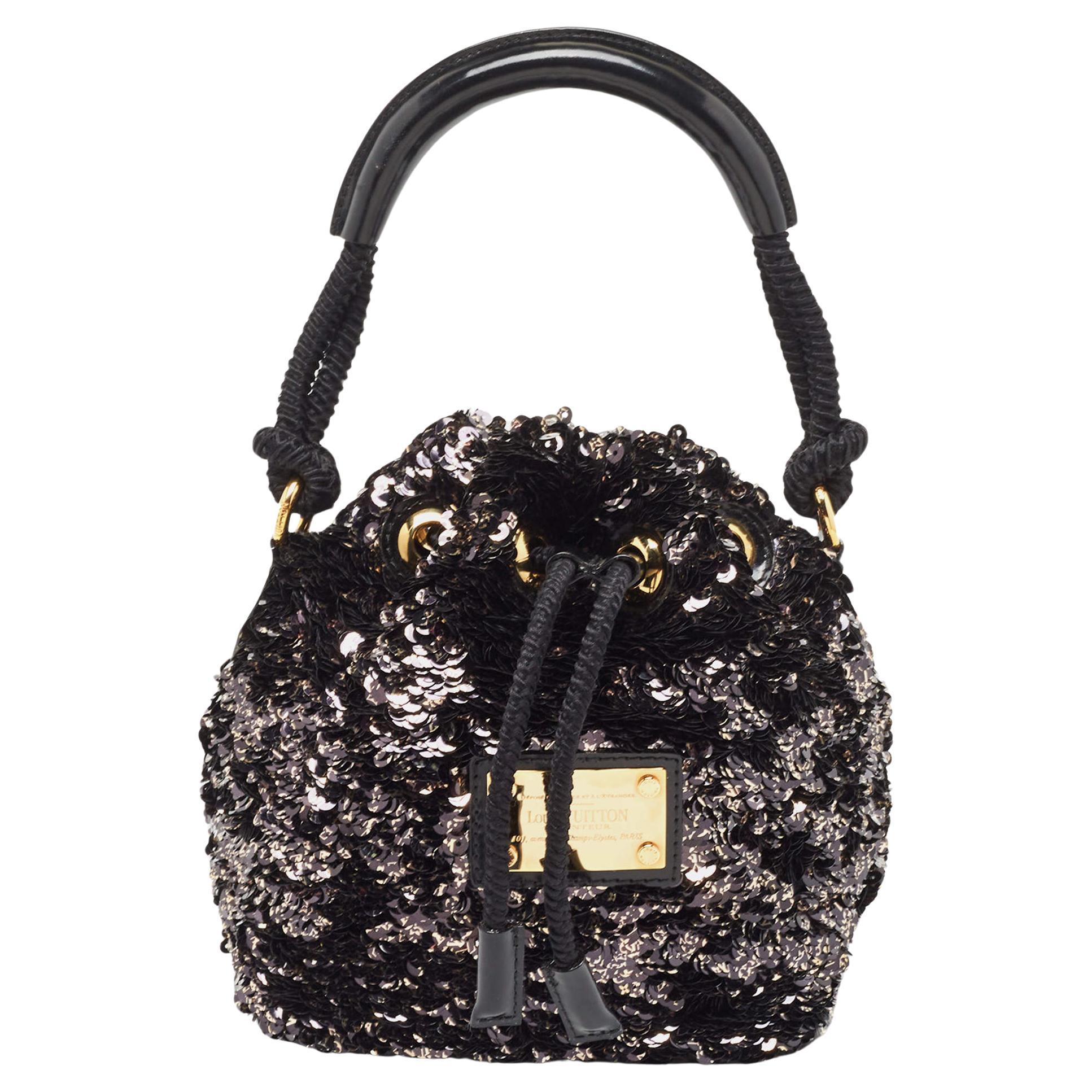 Louis Vuitton Black Sequins Mini Limited Edition Noe Rococo Bag For Sale
