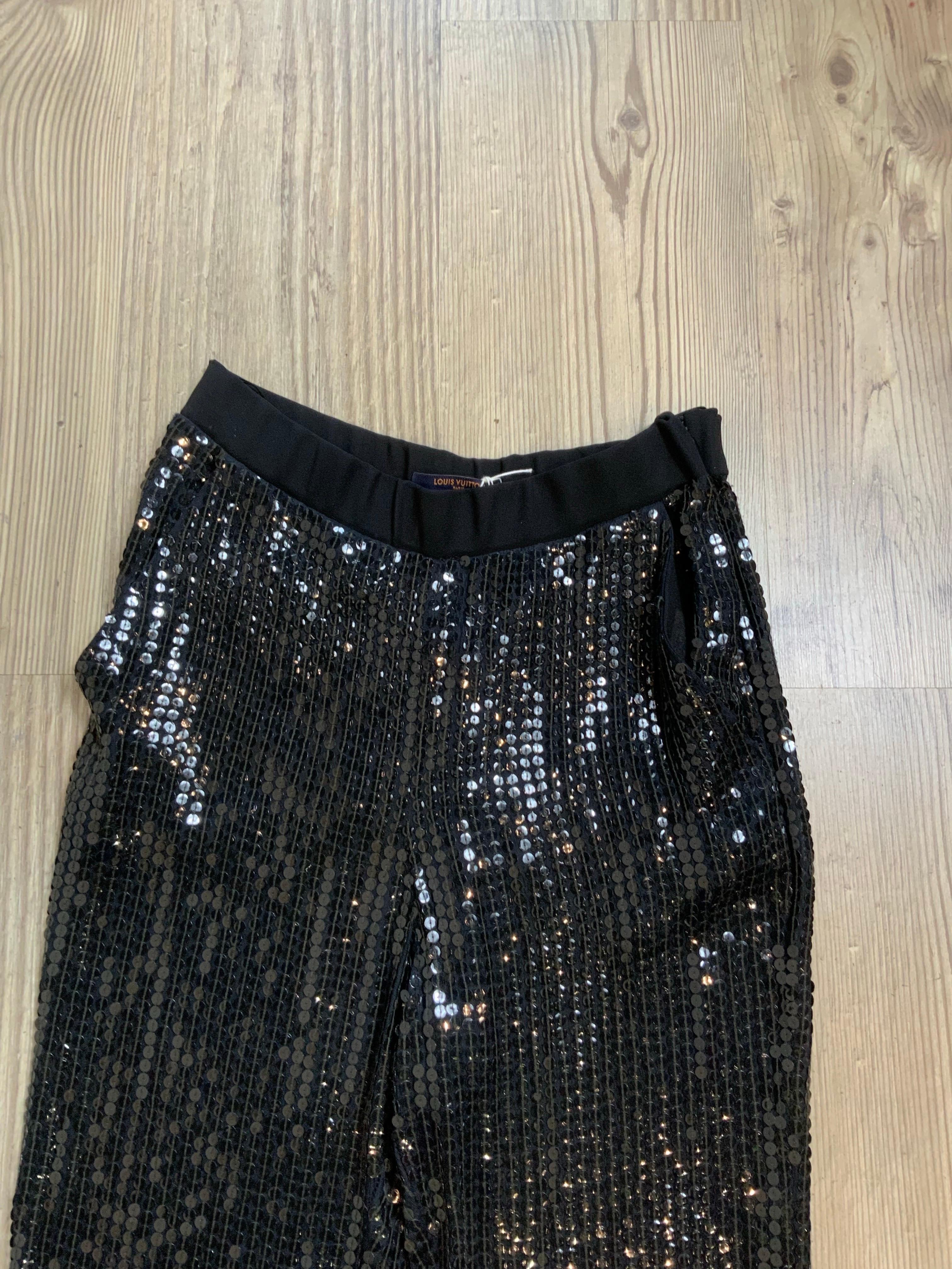 Black Louis Vuitton black sequins night Pants For Sale
