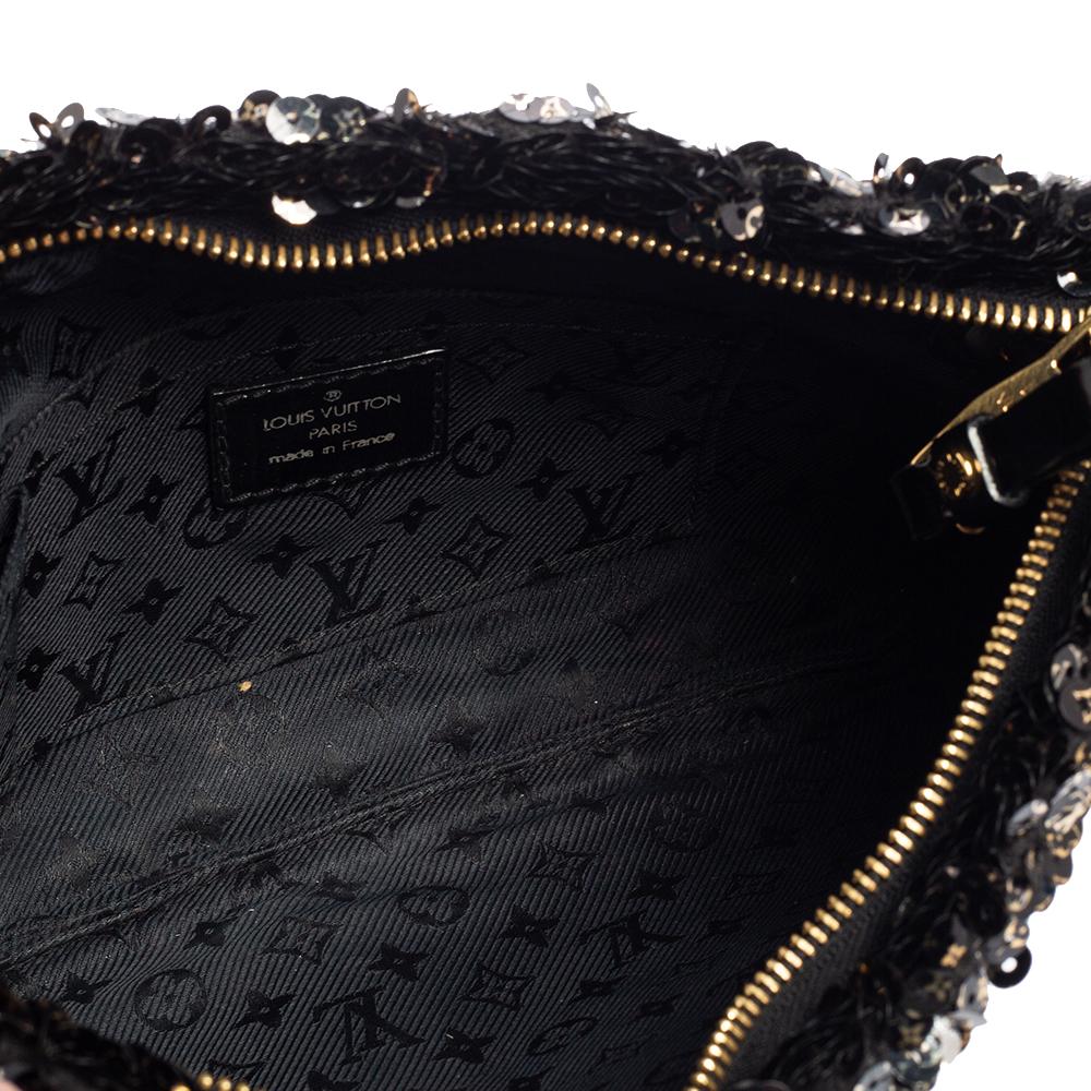 Louis Vuitton Black Sequins Pochette Rococo Clutch 8