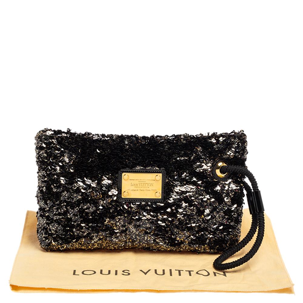 Louis Vuitton Black Sequins Pochette Rococo Clutch 9