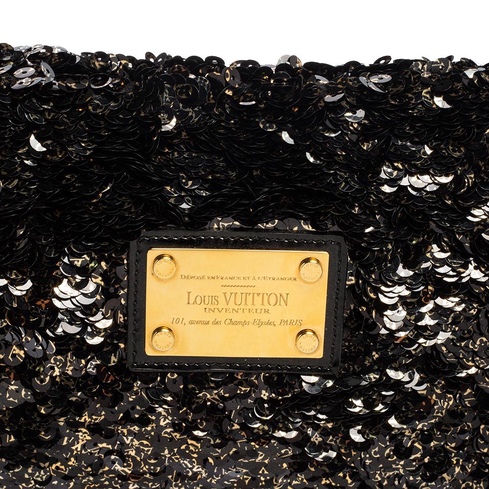 Louis Vuitton Black Sequins Pochette Rococo Clutch 4