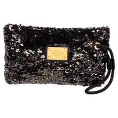 Rokoko-Clutch von Louis Vuitton mit schwarzen Pailletten und Pochette