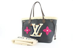Louis Vuitton Black Shearling Monogram Teddy Neverfull MM NM Tote Bag 277lvs512