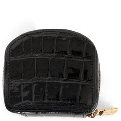 LOUIS VUITTON black SHINY CROCODILE ZIP COIN Wallet