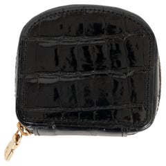 LOUIS VUITTON black SHINY CROCODILE ZIP COIN Wallet