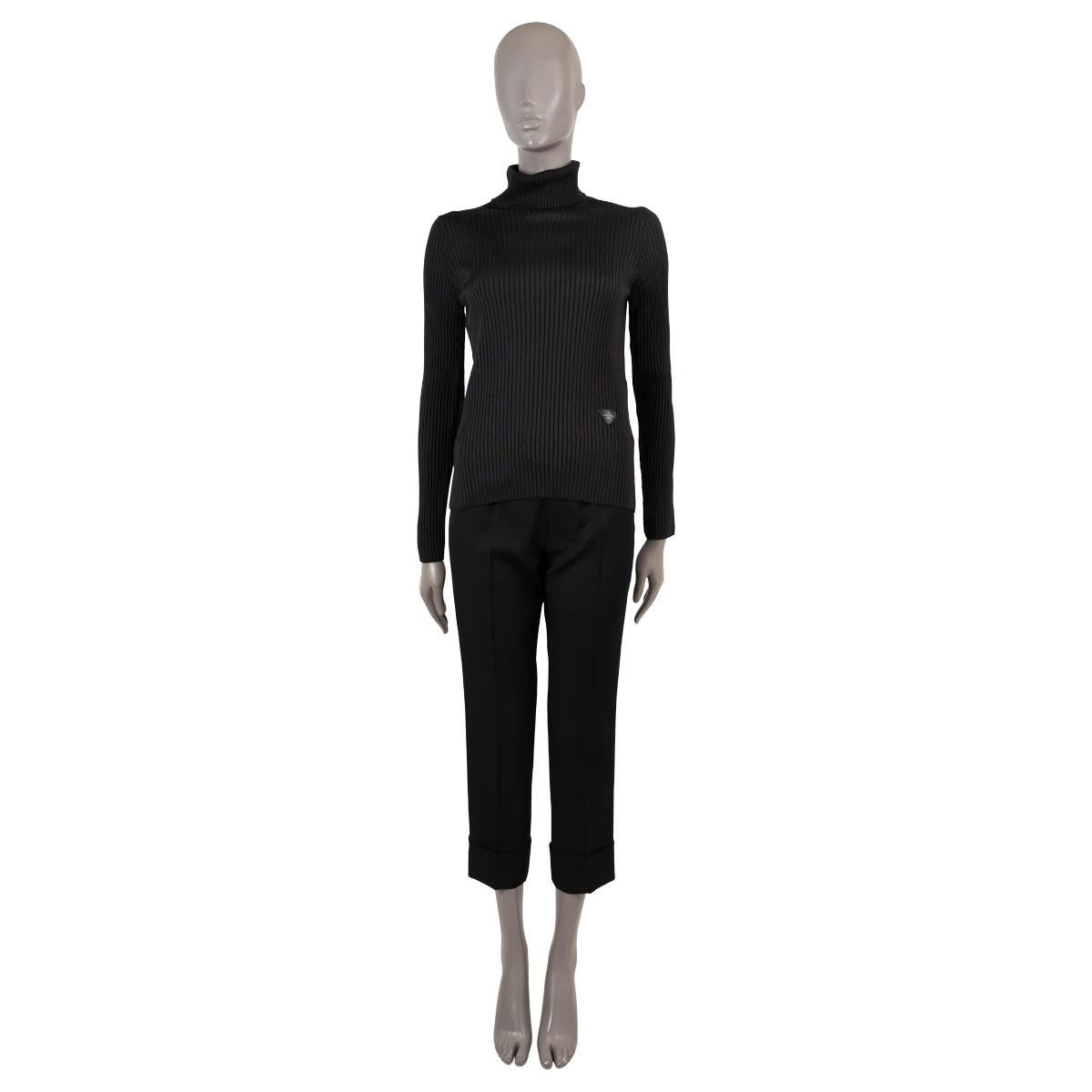 Women's LOUIS VUITTON black silk 2017 RIB-KNIT TURTLENECK Sweater M For Sale