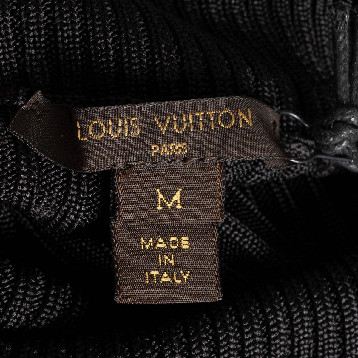 LOUIS VUITTON black silk 2017 RIB-KNIT TURTLENECK Sweater M For Sale 2
