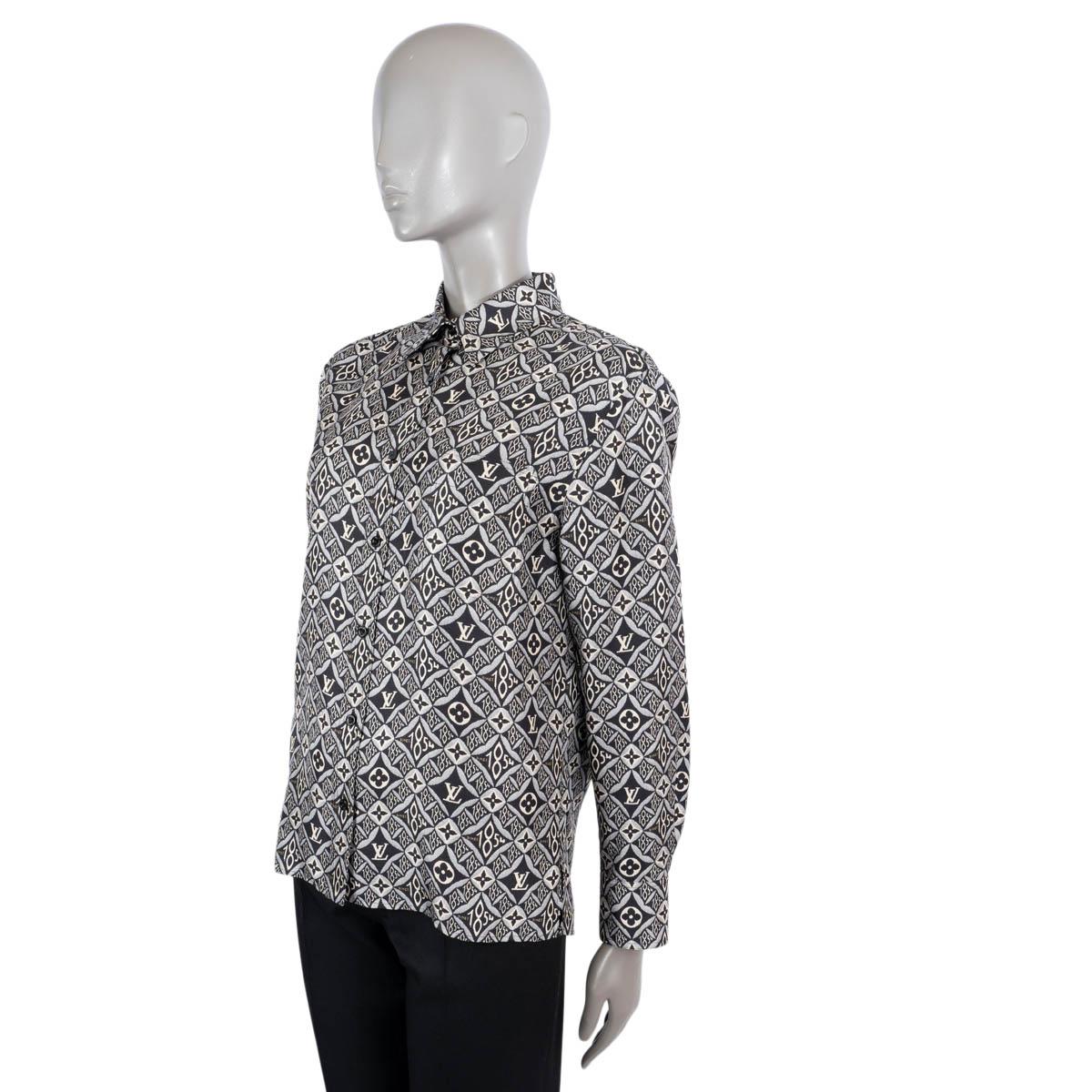 LOUIS VUITTON black silk 2020 SINCE 1843 Blouse Shirt 36 XS In Excellent Condition For Sale In Zürich, CH