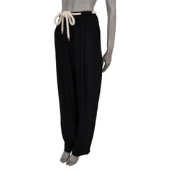 LOUIS VUITTON black silk 2025 ROPE BELT TAILORED Pants 38 S