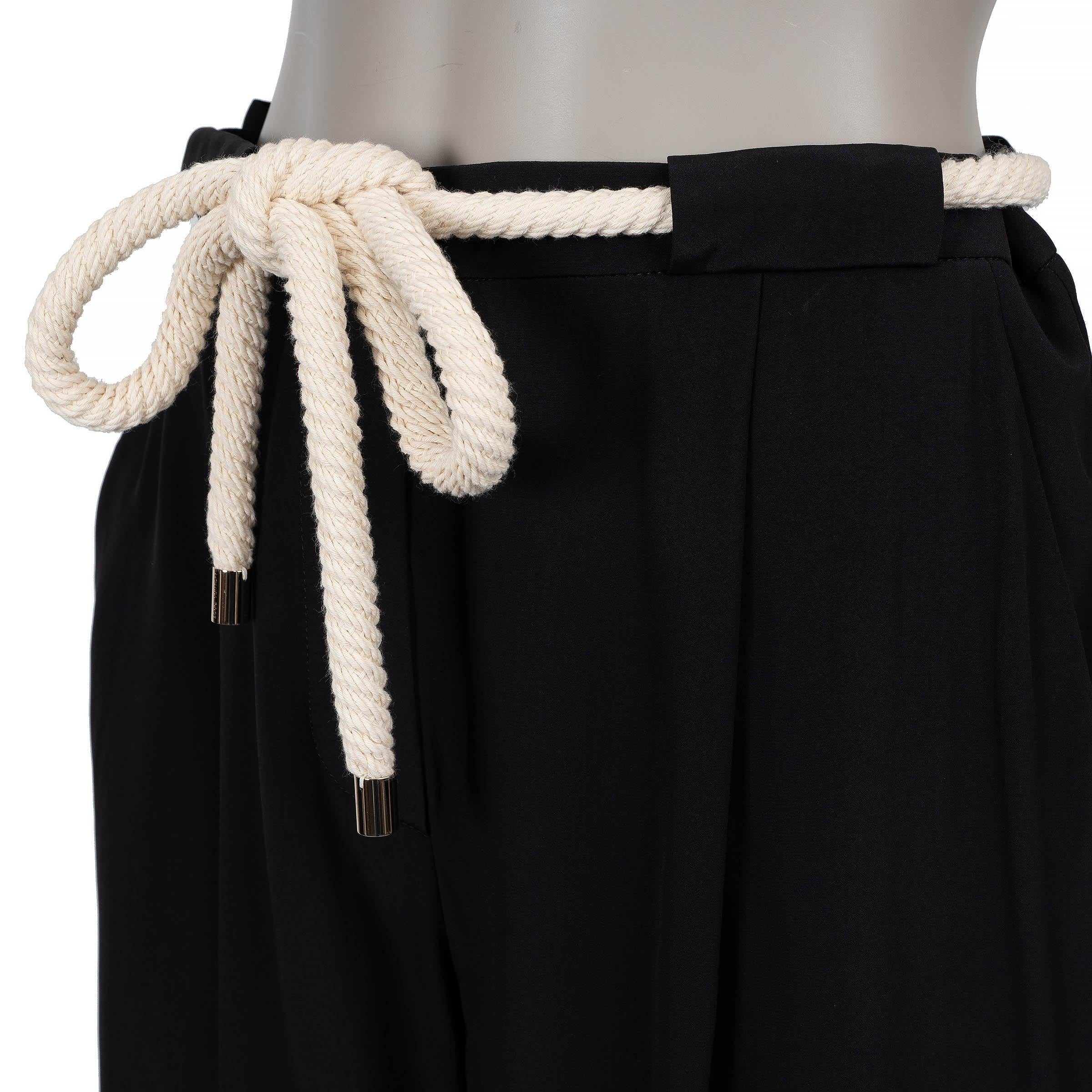 LOUIS VUITTON black silk 2025 ROPE BELT TAILORED Pants 38 S In Excellent Condition For Sale In Zürich, CH