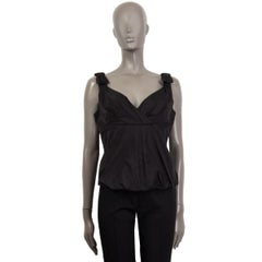LOUIS VUITTON black silk BOW EMBELLISHED Sleeveless Shirt Top 40 M