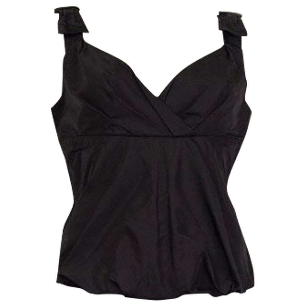 LOUIS VUITTON black silk BOW EMBELLISHED Sleeveless Shirt Top 40 M