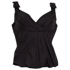 LOUIS VUITTON soie noire BOW EMBELLISHED Sleeveless Shirt Top 40 M