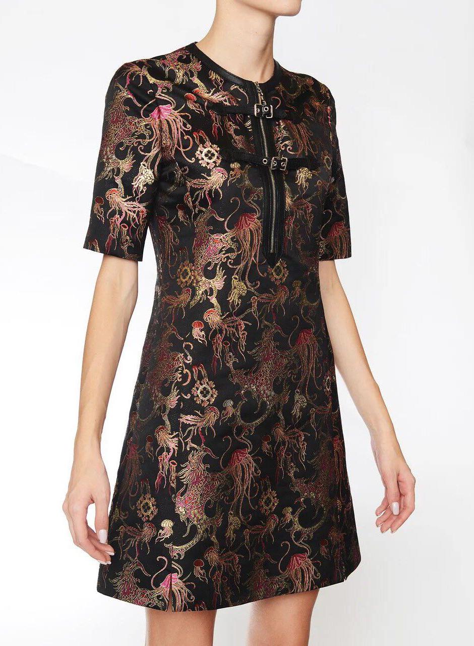 LOUIS VUITTON SEDA NEGRA JELLYFISH BORDADO METÁLICO Vestido EU 40 Negro en venta