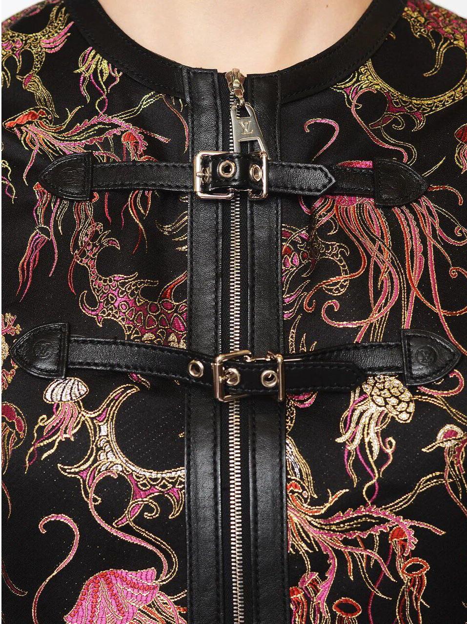 De las mujeres LOUIS VUITTON SEDA NEGRA JELLYFISH BORDADO METÁLICO Vestido EU 40 en venta