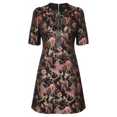 LOUIS VUITTON BLACK SILK JELLYFISH METALLIC EMBROIDERY Dress EU 40