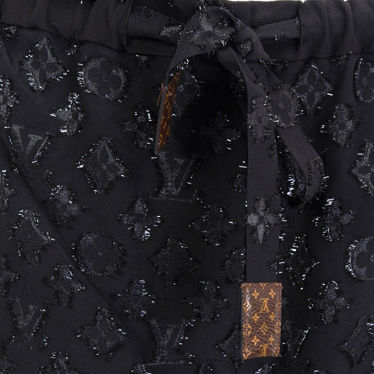 Nero LOUIS VUITTON Pantaloni PAJAMA MONOGRAM LUREX in seta nera M in vendita