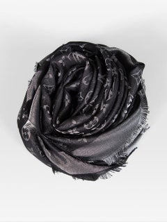Louis Vuitton Black Silk Monogram Shine Shawl