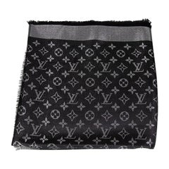 Louis Vuitton Black Silk Monogram Shine Shawl