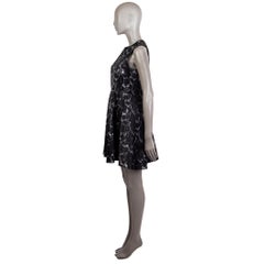 LOUIS VUITTON black silk SNAKE PRINT FLARE Cocktail Dress 38
