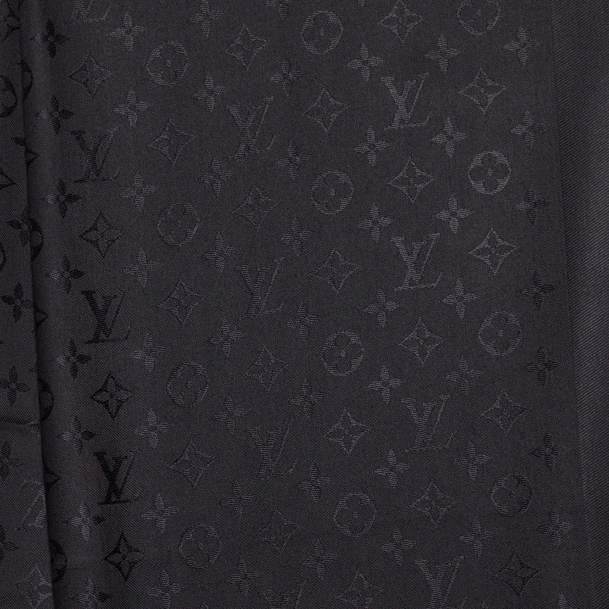 Women's Louis Vuitton Black Silk & Wool Classique Monogram Shawl