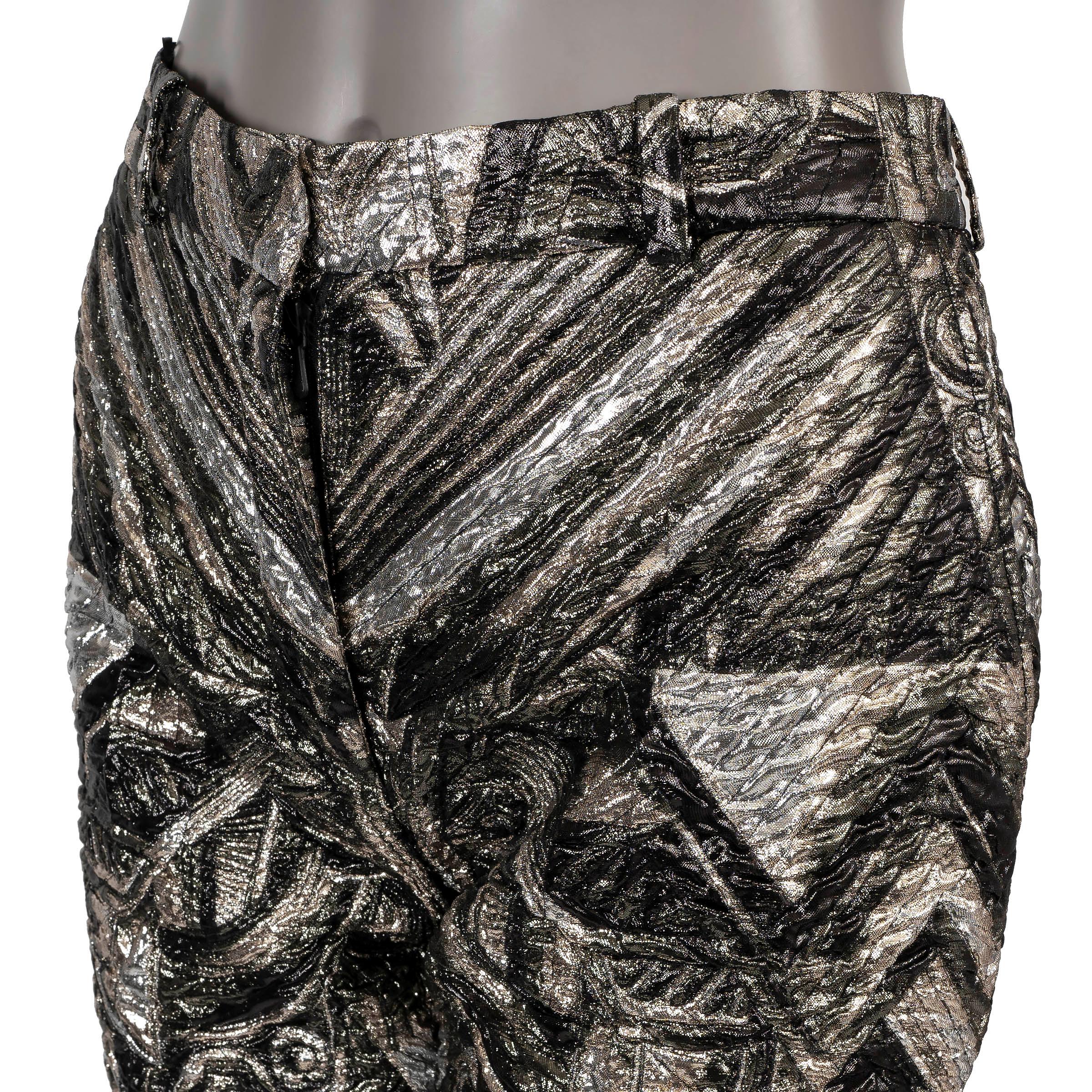 LOUIS VUITTON nero e argento 2020 BROCADE - Pantaloni a gamba affusolata 34 - 36 XS In condizioni ottime in vendita a Zürich, CH