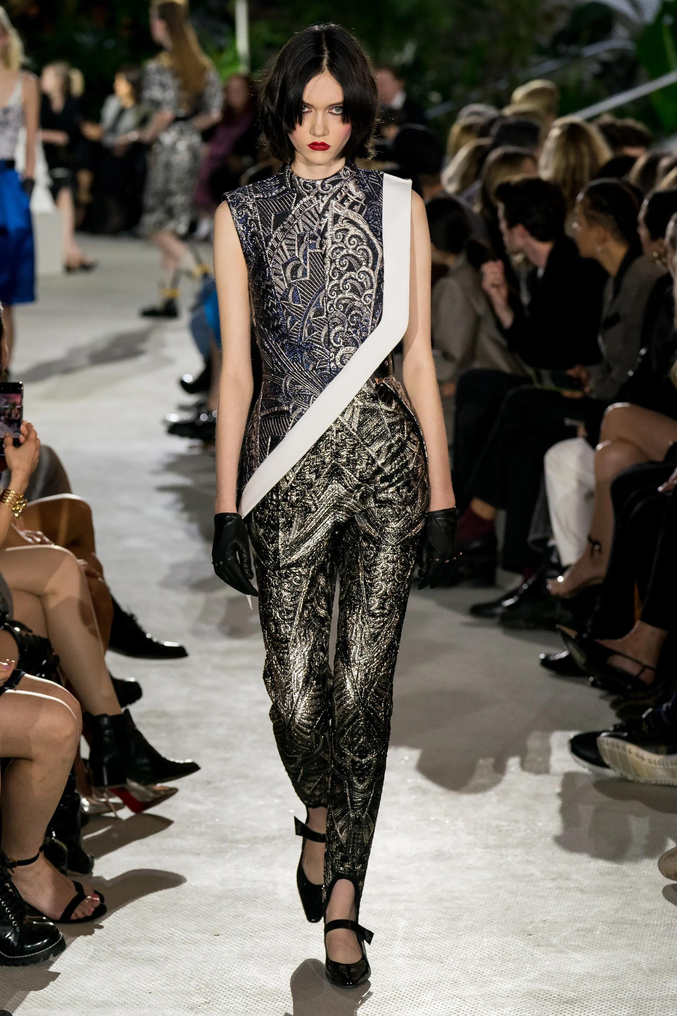 LOUIS VUITTON nero e argento 2020 BROCADE - Pantaloni a gamba affusolata 34 - 36 XS in vendita 1