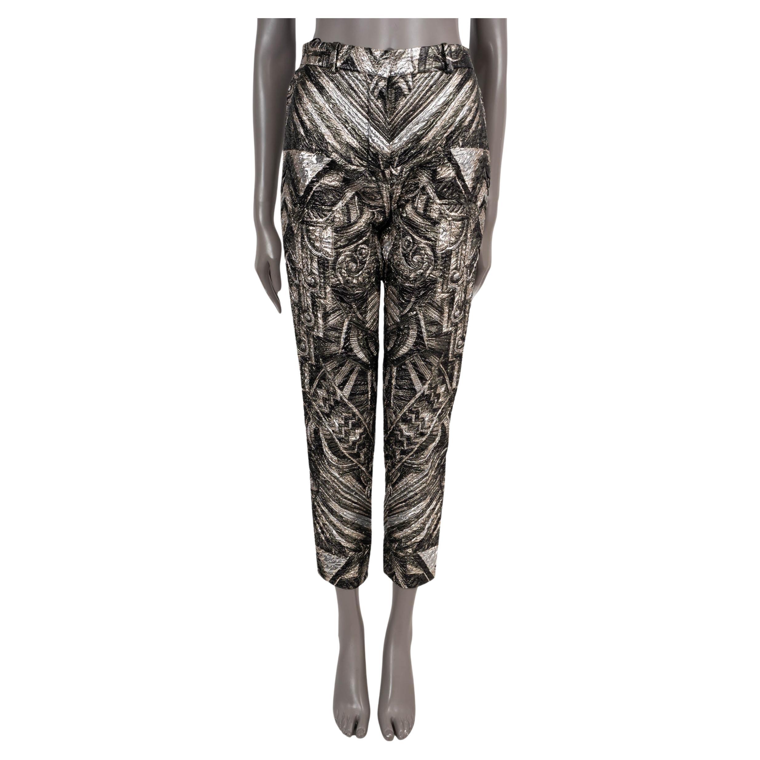 LOUIS VUITTON 2020 BROCADE noir et argent Pantalon à jambe fuselée 34 taille 36 XS
