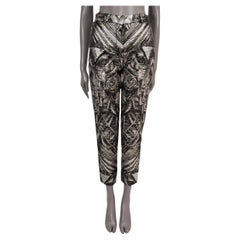 LOUIS VUITTON black & silver 2020 BROCADE Tapered Leg Pants 34 fits 36 XS