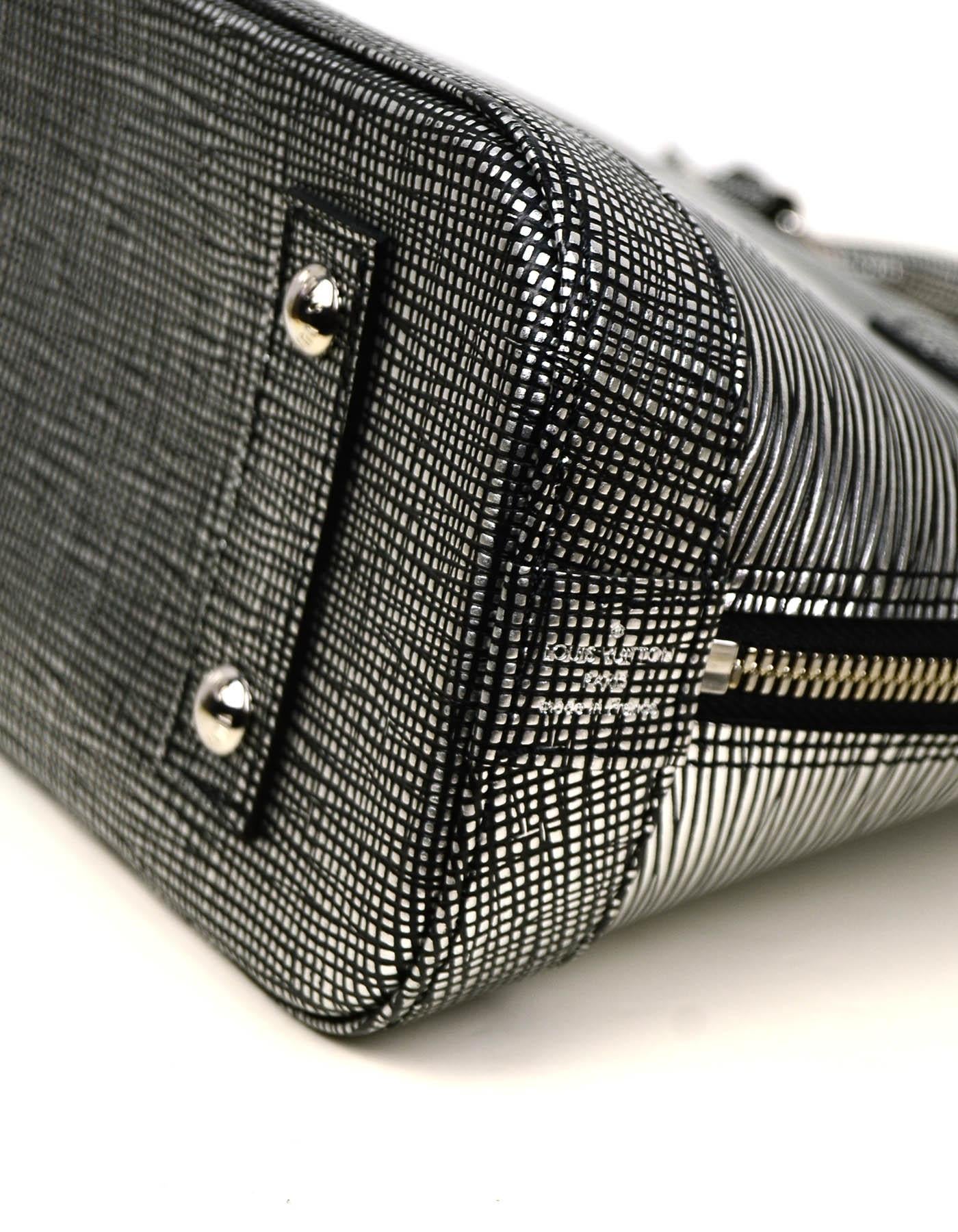 Women's Louis Vuitton Black & Silver Epi Leather Alma BB Top Handle Crossbody Bag