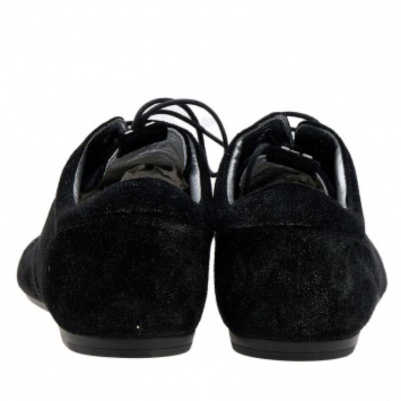 Louis Vuitton Black/Silver Glitter Suede Lace Up Oxfords Size 39 3