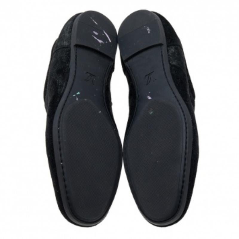 Louis Vuitton Black/Silver Glitter Suede Lace Up Oxfords Size 39 4