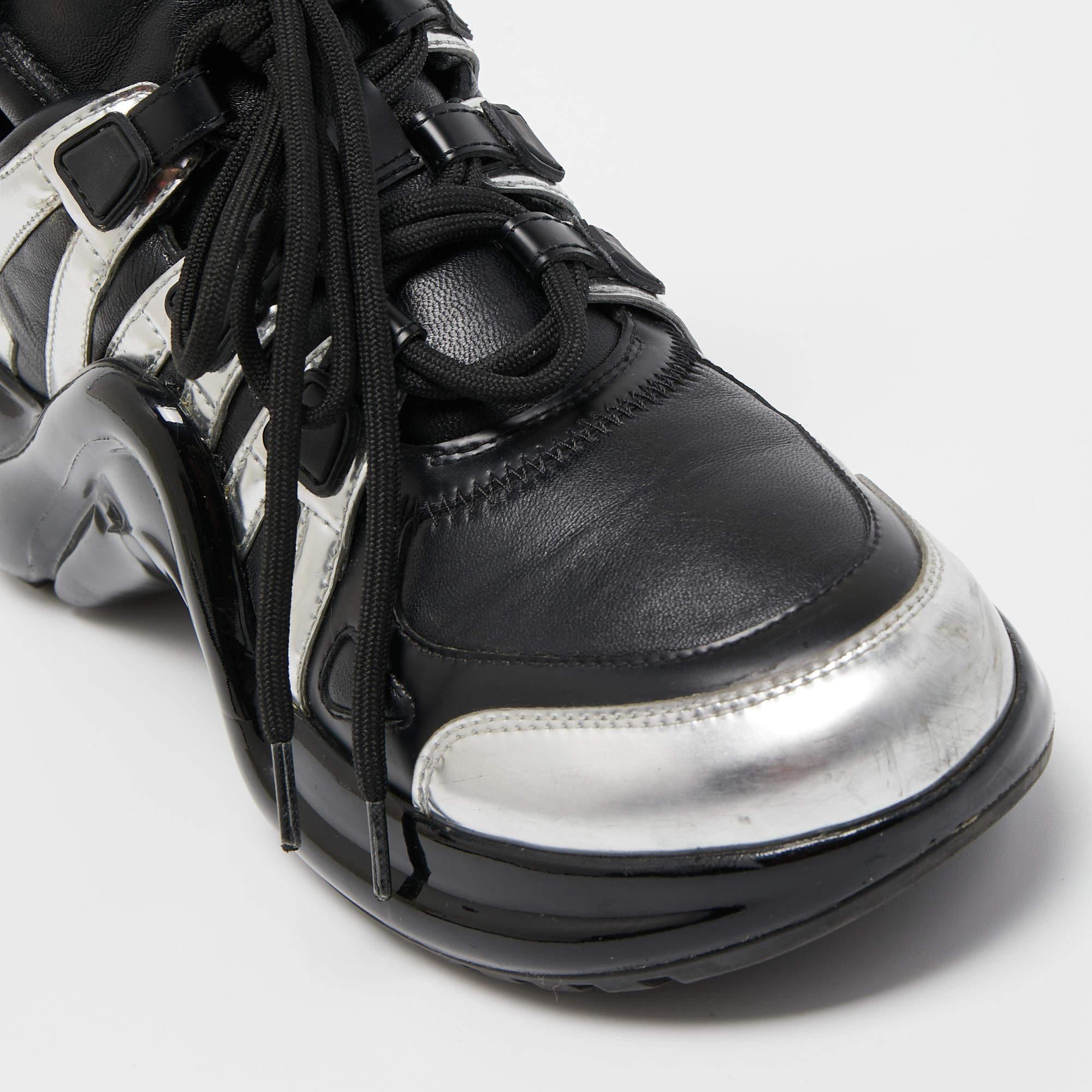 Louis Vuitton Black/Silver Leather Archlight Sneakers Size 38 In Good Condition For Sale In Dubai, Al Qouz 2