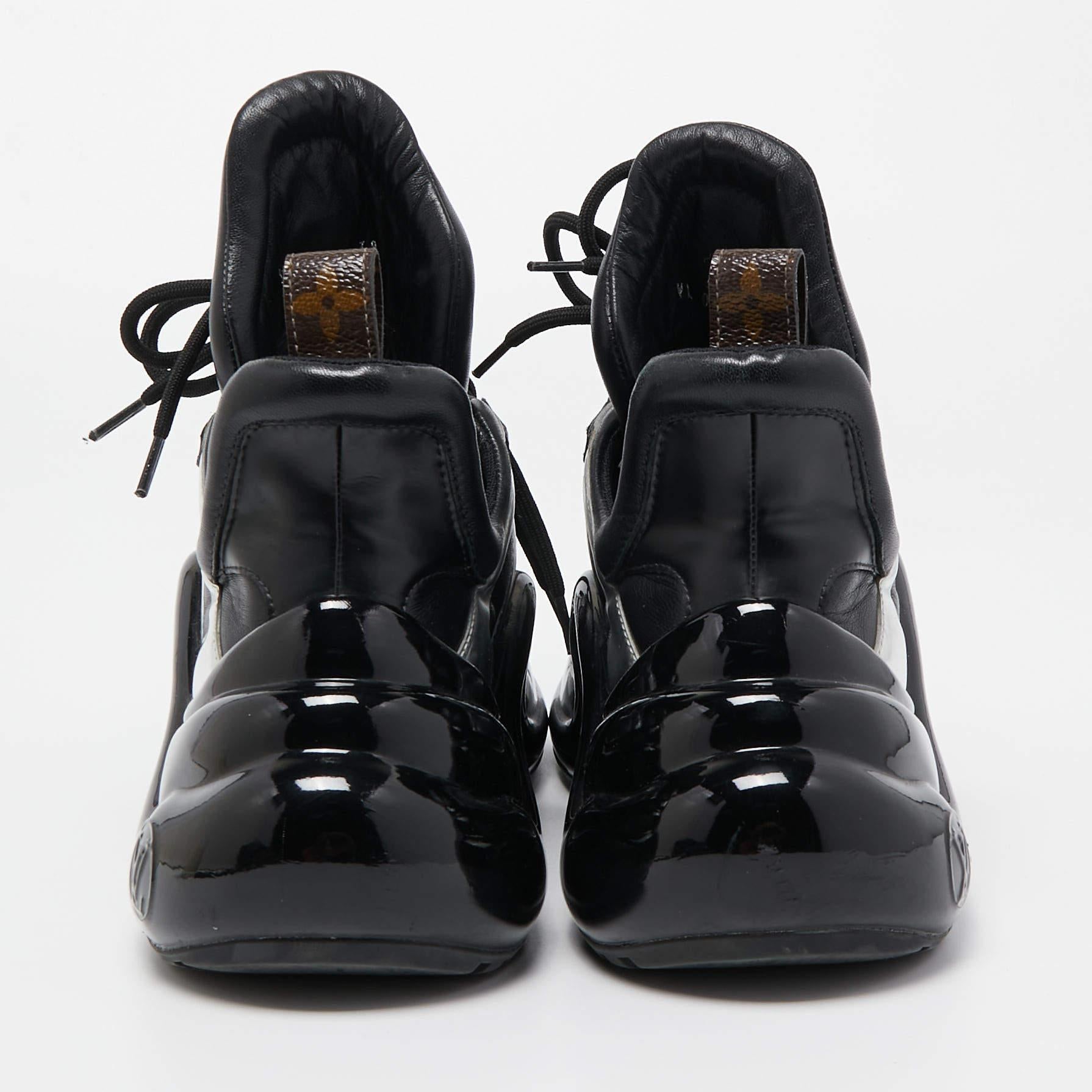 Women's Louis Vuitton Black/Silver Leather Archlight Sneakers Size 38