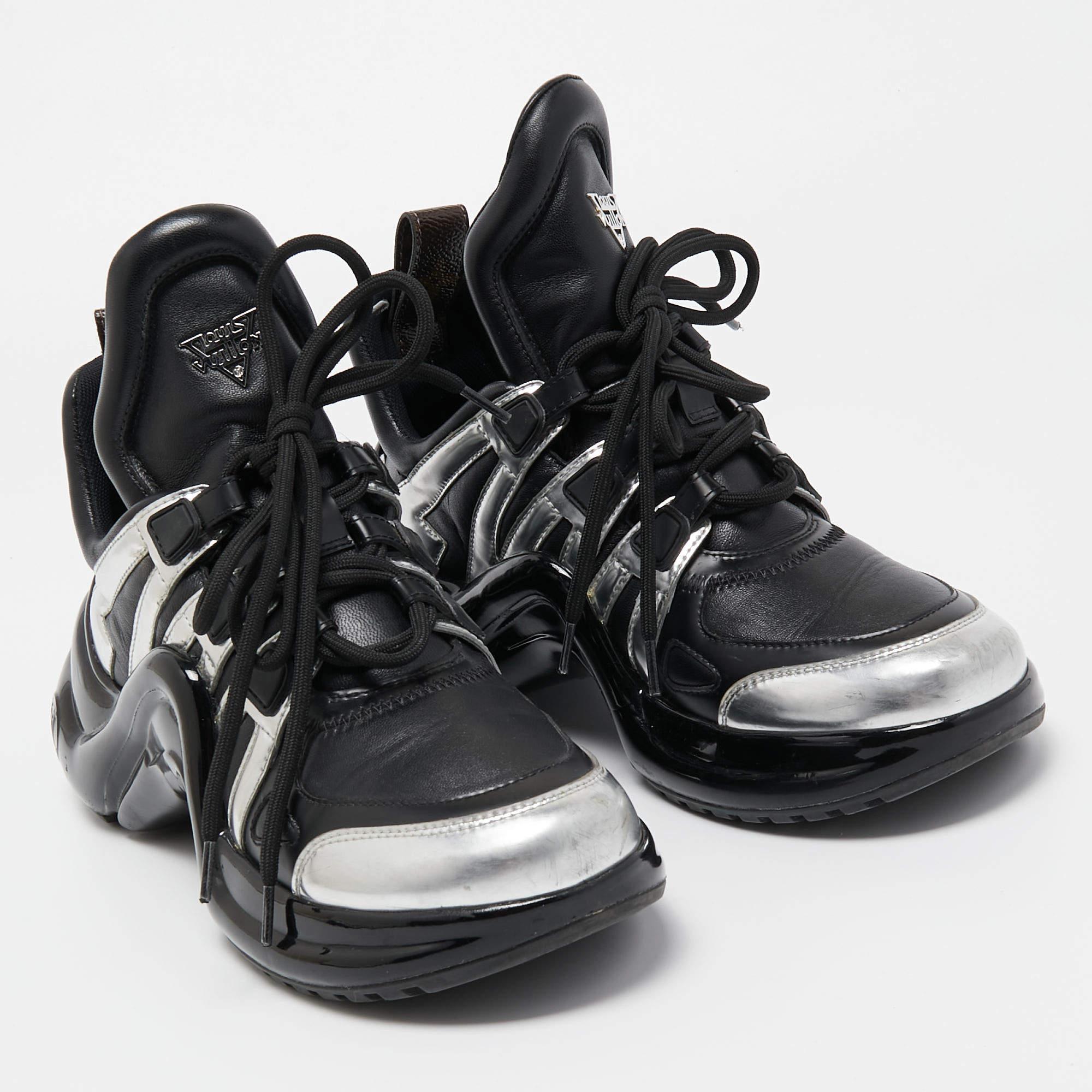 Louis Vuitton Black/Silver Leather Archlight Sneakers Size 38 1