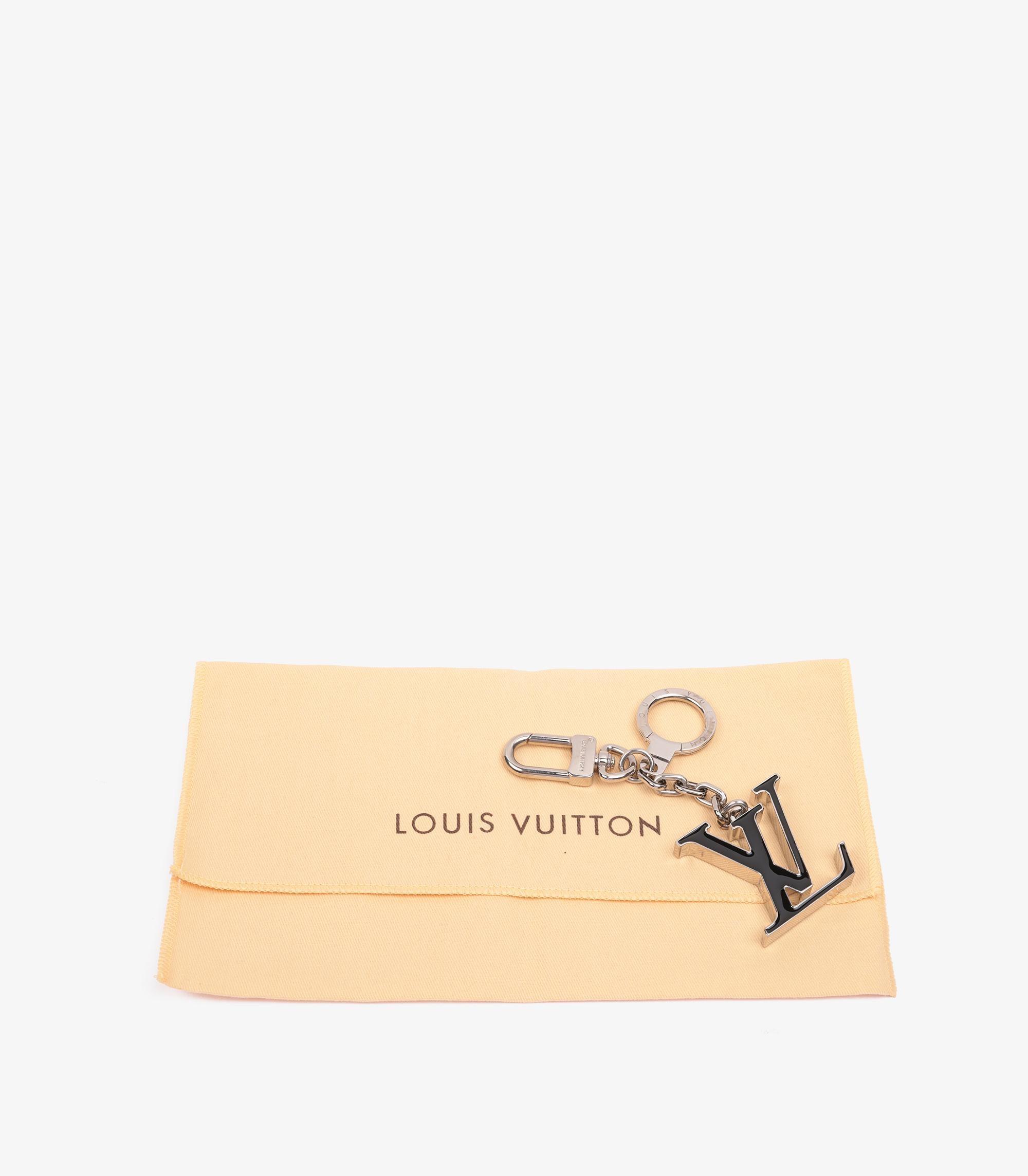 Gray Louis Vuitton Black & Silver Tone LV Initiales Bag Charm Keyring For Sale